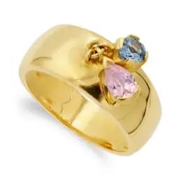 Sortija oro 18k mujer aguamarina combinada piedra rosa