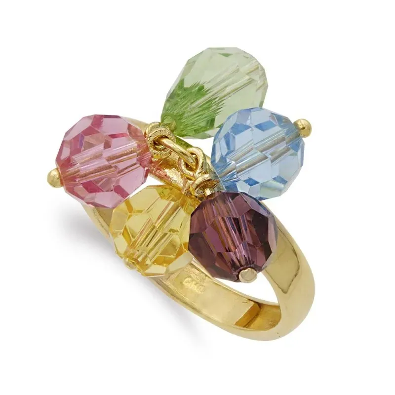 Sortija oro 18k mujer cinco piedras colores combinadas lisa