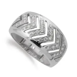 Sortija oro blanco 18k mujer circonitas formas caladas