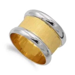 Sortija oro bicolor 18k mujer bandas combinadas mate brillo