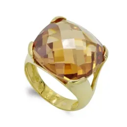 Sortija oro 18k mujer piedra color cuadrada