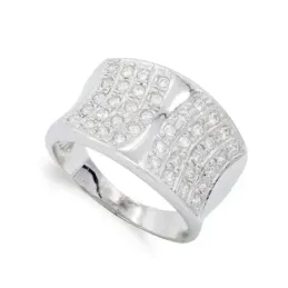 Sortija oro blanco 18k mujer circonitas combinadas detalle centro