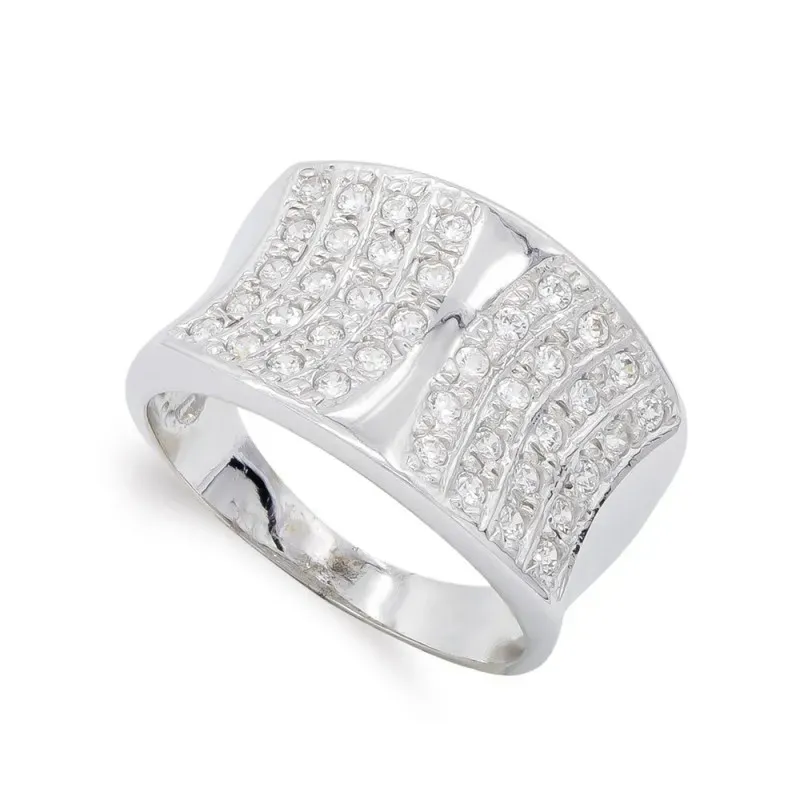 Sortija oro blanco 18k mujer circonitas combinadas detalle centro