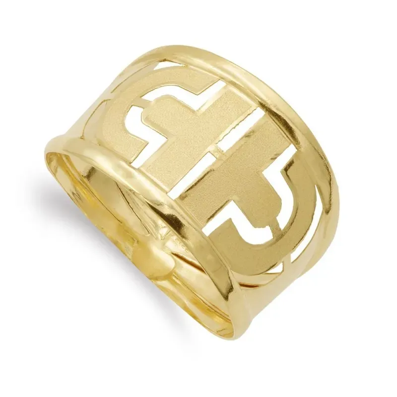 Sortija oro 18k mujer formas caladas brillo mate
