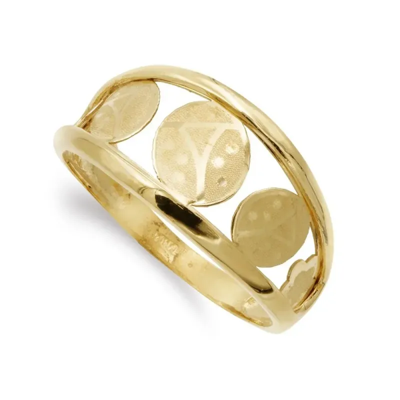 Sortija oro 18k mujer dos hilos mariquitas detalles combinadas calada