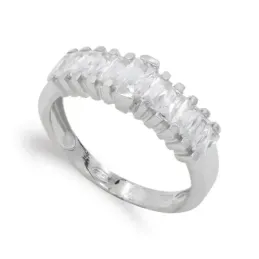 Sortija oro blanco 18k mujer barras escalera circonitas