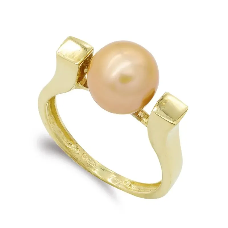 Sortija oro 18k mujer perla color 9 mm. centro
