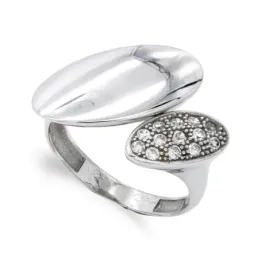 Sortija oro blanco 18k mujer forma ovalada combinada circonitas