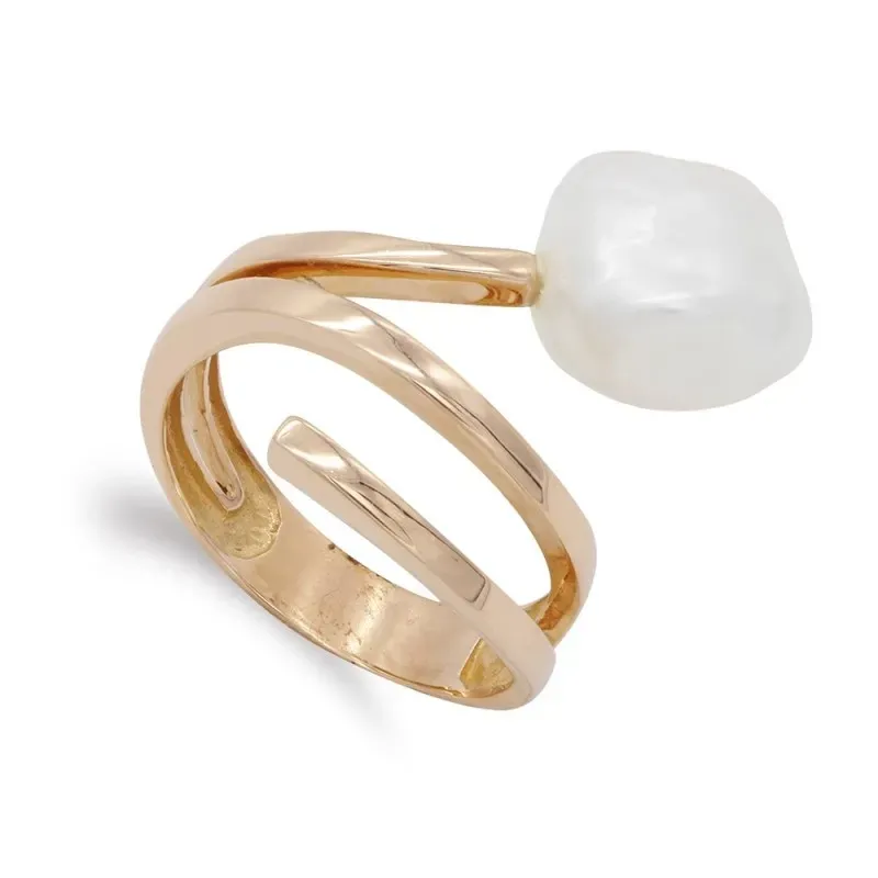 Sortija oro rosa 18k mujer formas combinadas perla blanca extremo