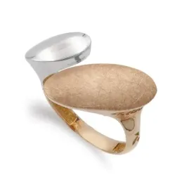 Sortija oro bicolor 18k mujer formas ovaladas combinadas