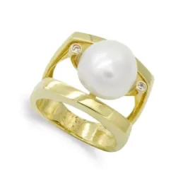 Sortija oro 18k mujer perla barroca combinada circonitas formas calad