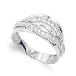 Sortija oro blanco 18k mujer circonitas formas