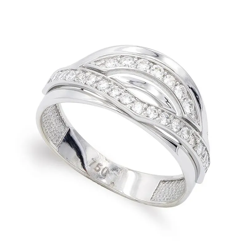 Sortija oro blanco 18k mujer circonitas formas