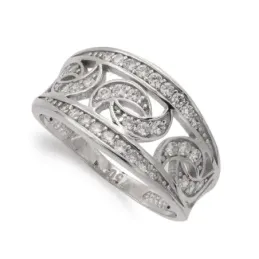 Sortija oro blanco 18k mujer lunas circonitas combinadas bandas calad