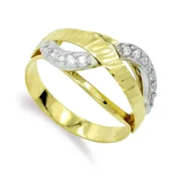 Sortijas oro bicolor 18k mujer circonitas formas cruzadas combinadas