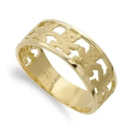 Sortija oro 18k mujer ositos mate brillo calados dos hilos