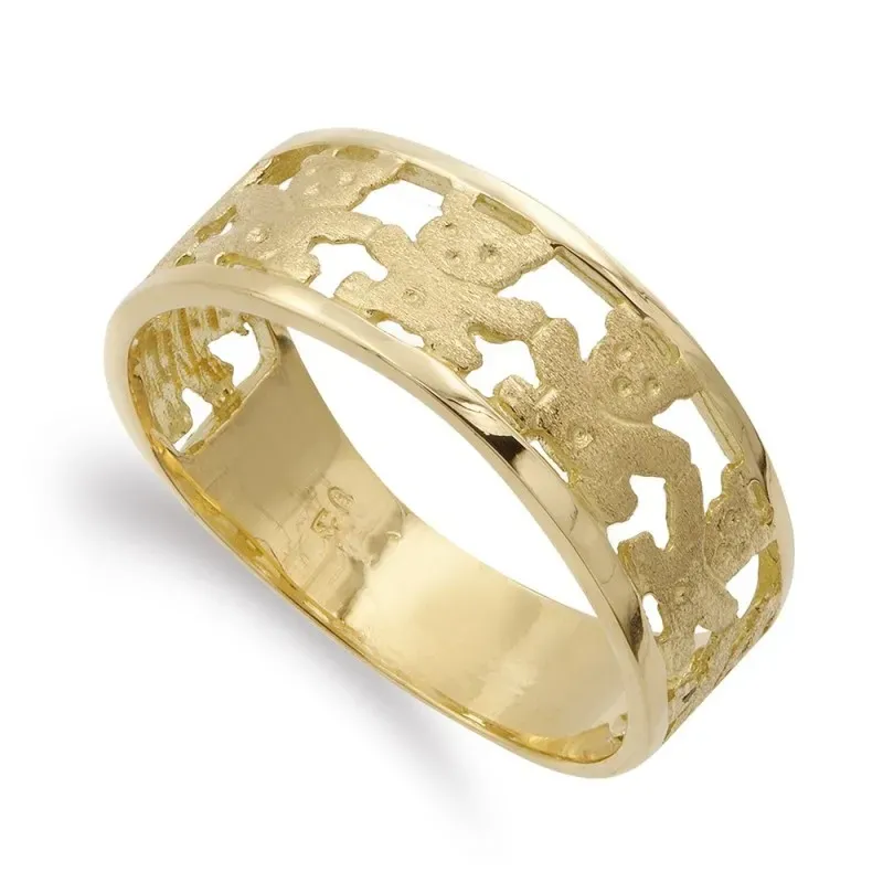 Sortija oro 18k mujer ositos mate brillo calados dos hilos