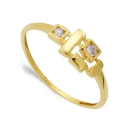 Sortija oro 18k mujer circonitas cuadradas combinadas formas rectangu