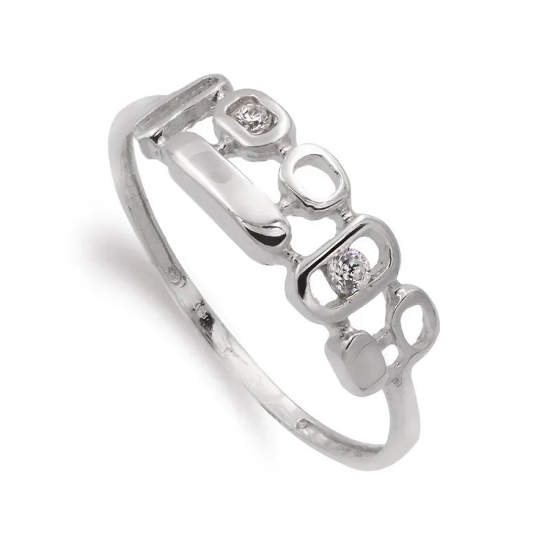 Sortija oro blanco 18k mujer circonitas combinadas formas