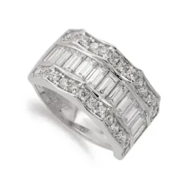 Sortija oro blanco 18k mujer circonitas combinadas piedras