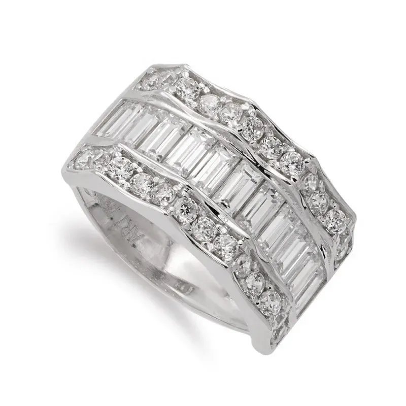 Sortija oro blanco 18k mujer circonitas combinadas piedras