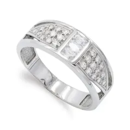 Sortija oro blanco 18k mujer circonitas central laterales combinados