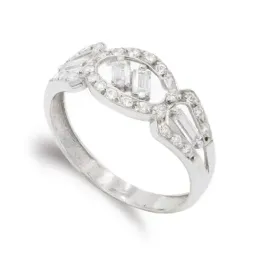 Sortija oro blanco 18k mujer formas ovaladas caladas combinadas circo