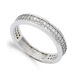 Sortija oro blanco 18k mujer circonitas combinadas lisas