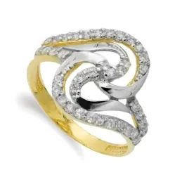 Sortija oro bicolor 18k mujer circonitas formas variadas combinadas c