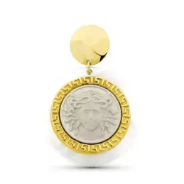 Colgante oro bicolor 18k mujer 30 mm. nácar mito Medusa centro combin