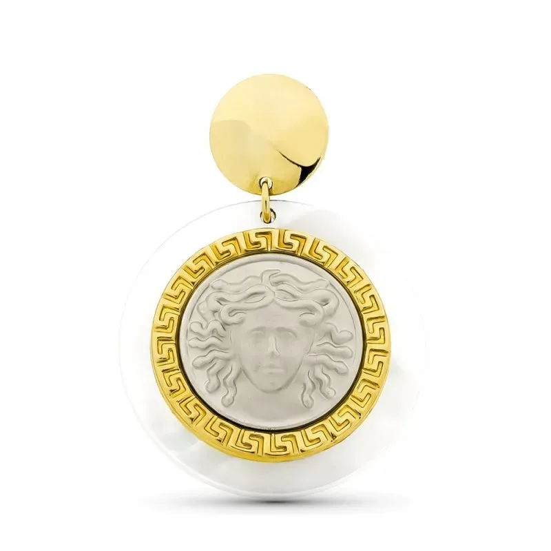 Colgante oro bicolor 18k mujer 30 mm. nácar mito Medusa centro combin