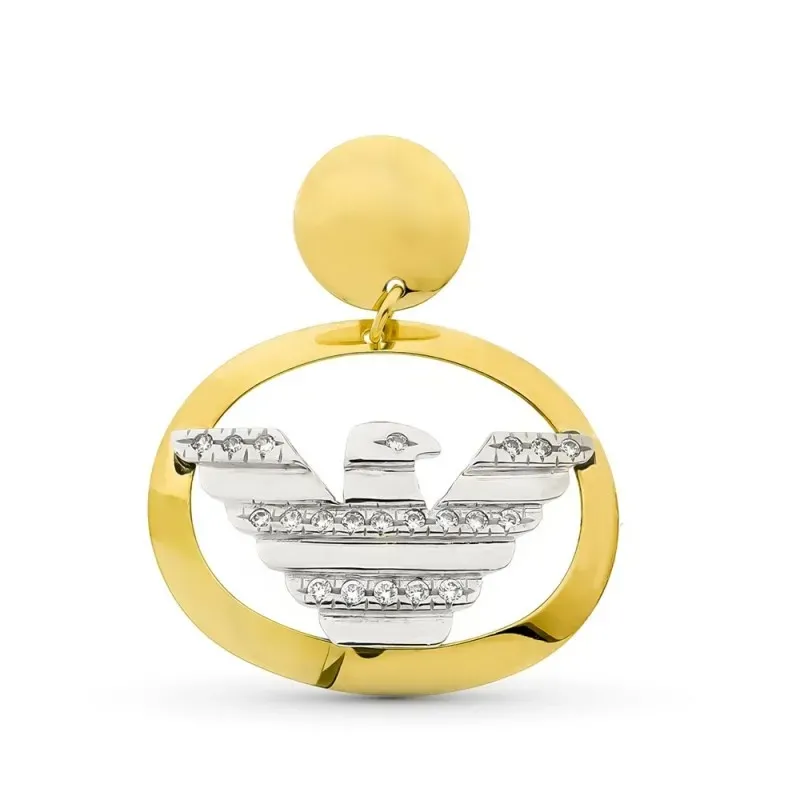Colgante oro bicolor 18k mujer 32 mm. águila centro circonitas combin
