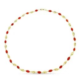 Collar oro 18k mujer 45 cm. jaula coral fino cerdeña mosquetón