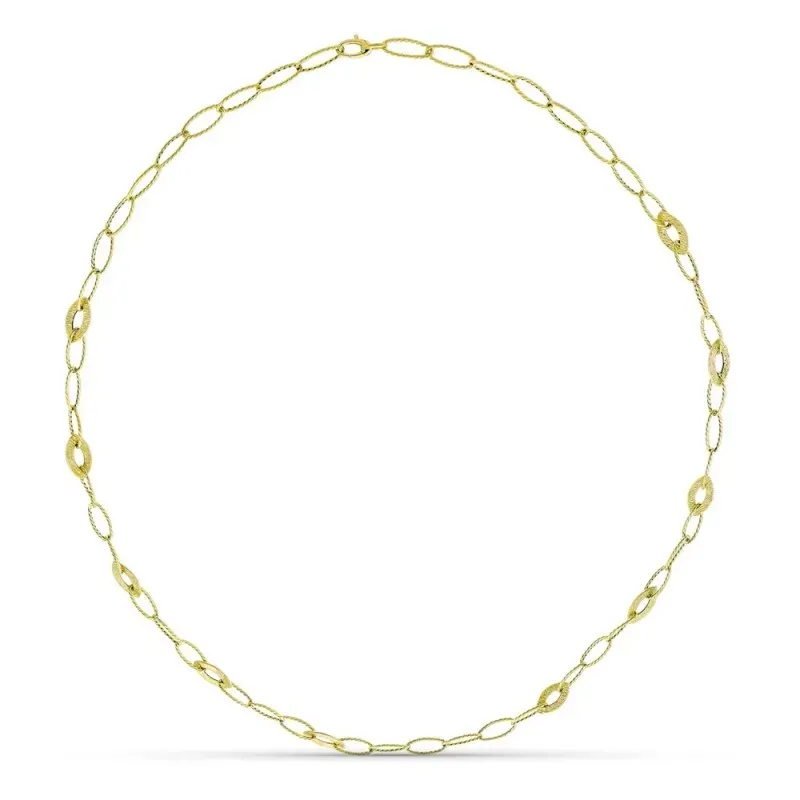 Collar oro 18k mujer 80 cm. forzada eslabones ovalados mosquetón