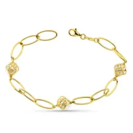 Pulsera oro 18k mujer forzada combinada perlas 8 mm. mosquetón