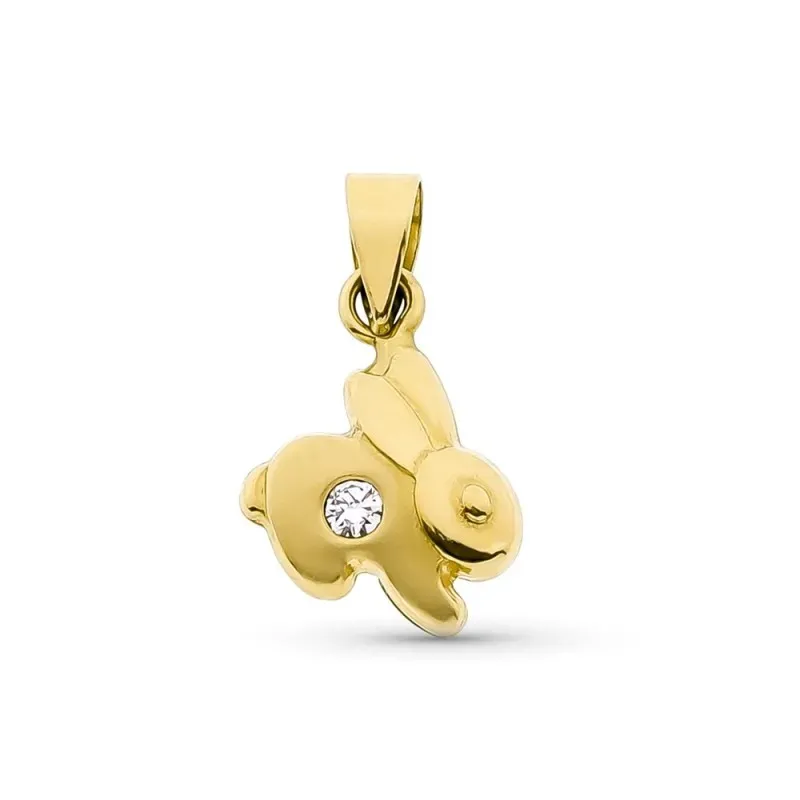 Colgante oro 18k conejo circonita centro