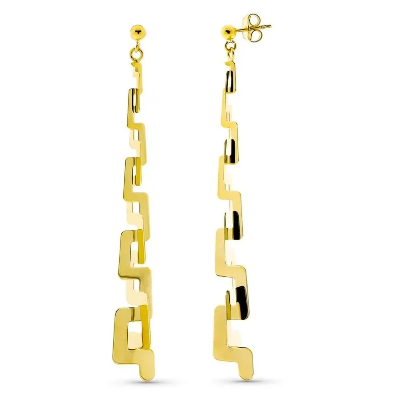 Pendientes oro 18k mujer largos cadeneta presión