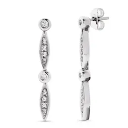 Pendientes oro blanco 18k mujer largos 30 mm. circonitas combinadas f