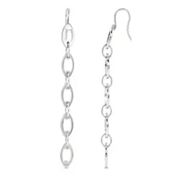 Pendientes oro blanco 18k mujer 64 mm. largos eslabones gancho