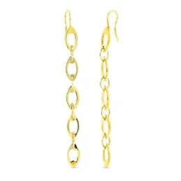 Pendientes oro 18k mujer largos eslabones gancho