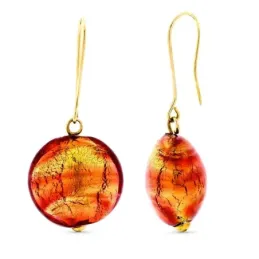 Pendientes oro 18k mujer largos 41 mm. cristal murano