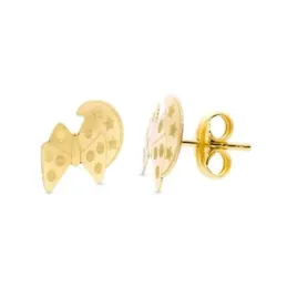 Pendientes oro 18k niña 9 mm. combinada luna detalles