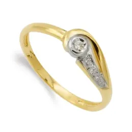 Sortija oro bicolor 18k mujer circonitas combinadas lisas