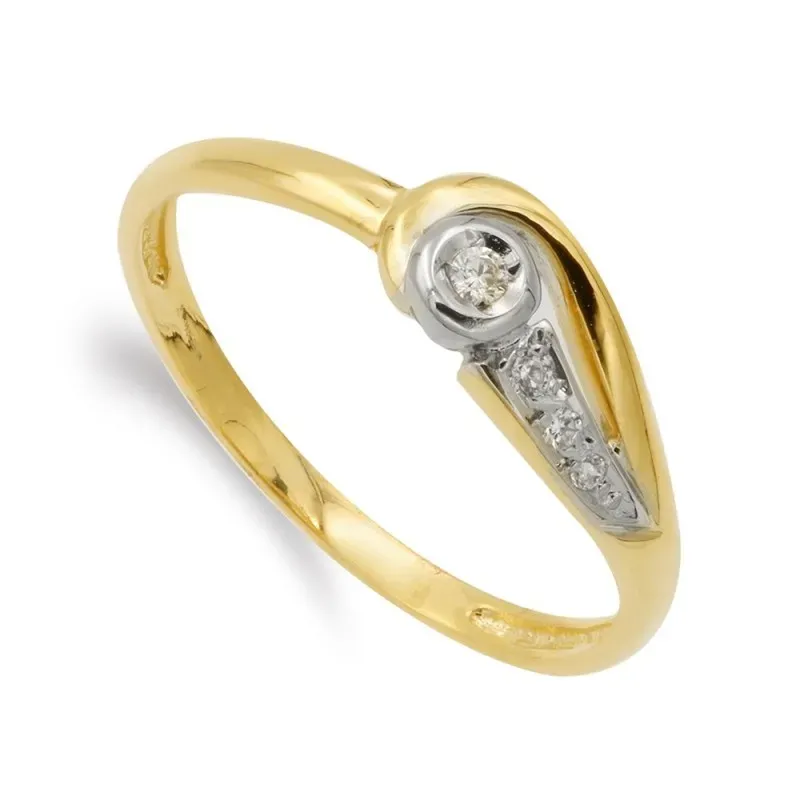 Sortija oro bicolor 18k mujer circonitas combinadas lisas