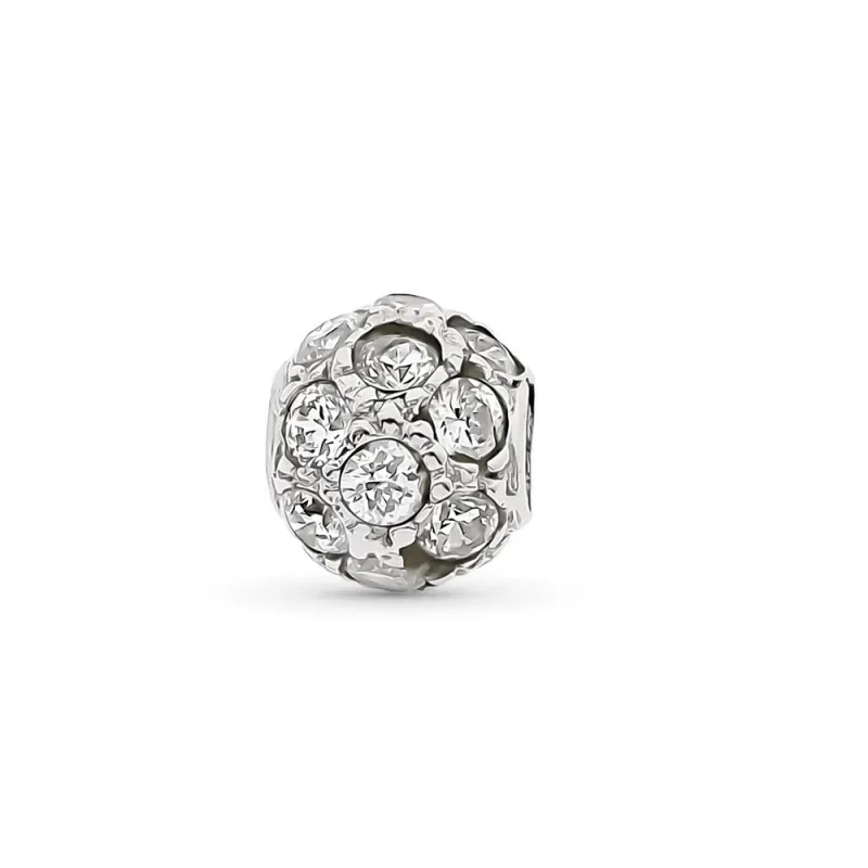 Colgante oro blanco 18k mujer bola pasada circonitas