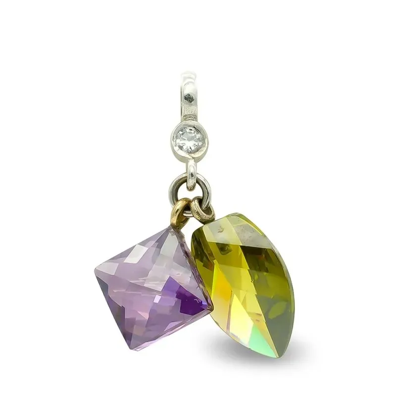 Colgante oro blanco 18k mujer olivina combinada amatista