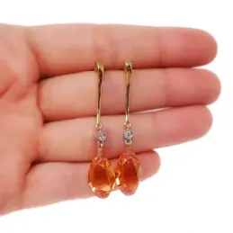 Pendientes oro bicolor 18k mujer largos topacio 18 mm. combinada circ