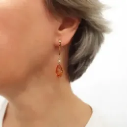 Pendientes oro bicolor 18k mujer largos topacio 18 mm. combinada circ