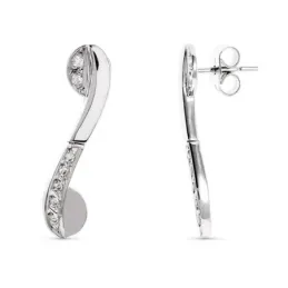 Pendientes oro blanco 18k mujer largos 27 mm. circonitas combinadas l