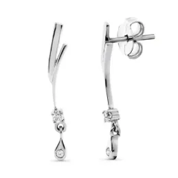 Pendientes oro blanco 18k mujer largos 26 mm. formas combinadas circo